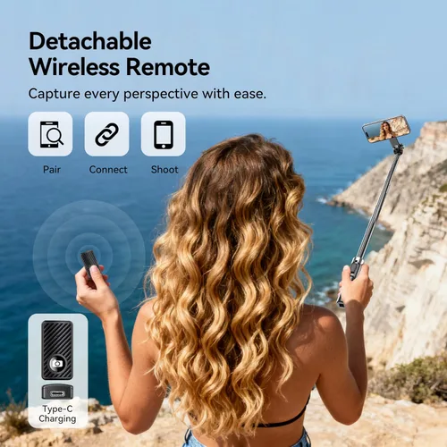 Miniatura 3 de Trípode magnético para teléfono de 54 pulgadas, trípode para selfie stick para iPhone Android MagSafe y cámara con control remoto recargable