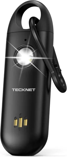 TECKNET Alarma de seguridad personal, alarma personal portátil para mujeres con luz estroboscópica intermitente y alerta de batería baja, alarma de