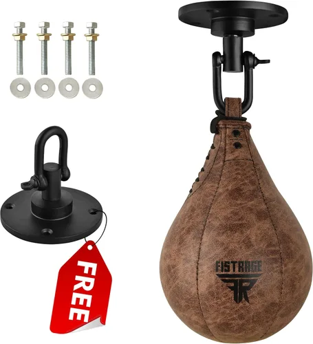 Miniatura 2 de FISTRAGE Speed Ball Bolsa de boxeo de cuero MMA Muay Thai entrenamiento punzonado Dodge Striking Kit con giro libre entrenamiento Speedball Kicking