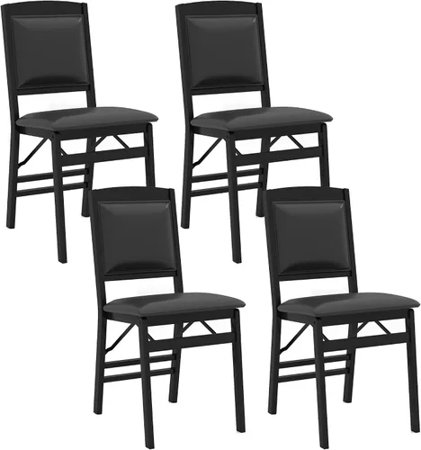 Miniatura 13 de GOFLAME Folding Dining Chairs Set of 2, Faux Leather Upholstered Kitchen Chairs with Padded Seat and Backrest, Solid Wood Foldable Chairs for Living