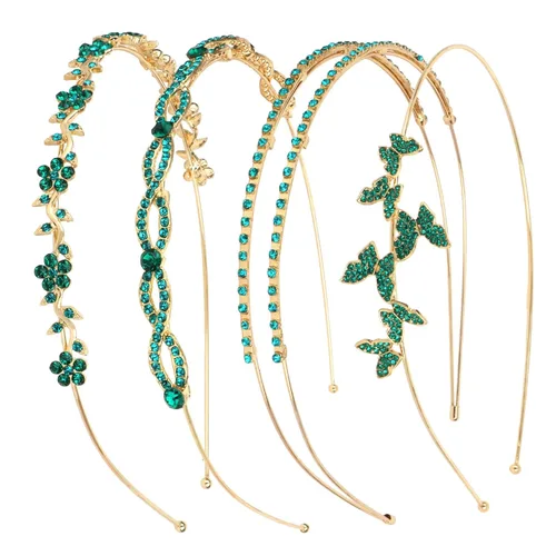 Miniatura 7 de Wecoe Diadema azul real con diamantes de imitación, diadema de flores para niña, diadema de metal de cristal para mujer, regalo de diadema de moda