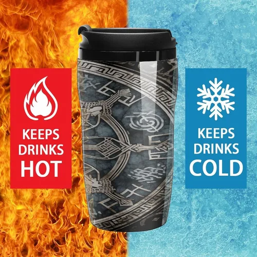 Miniatura 5 de Helm of Awe Coffee Cup Hot Coffee Travel Mug Reusable Iced Coffee Cups Double Heat Insulation Coffee Mug with Leak-Proof Lid Stylish Travel Cup for