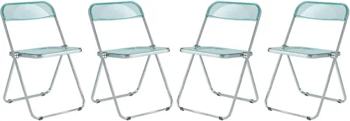 Miniatura 25 de LeisureMod Lawrence - Silla plegable de acrílico transparente moderna con marco de metal, asiento transparente que ahorra espacio para comedor