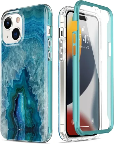 Miniatura 12 de Esdot Funda para iPhone 15 Pro con protector de pantalla integrado, funda duradera con diseños de moda para mujeres y niñas, elegante funda Piedra