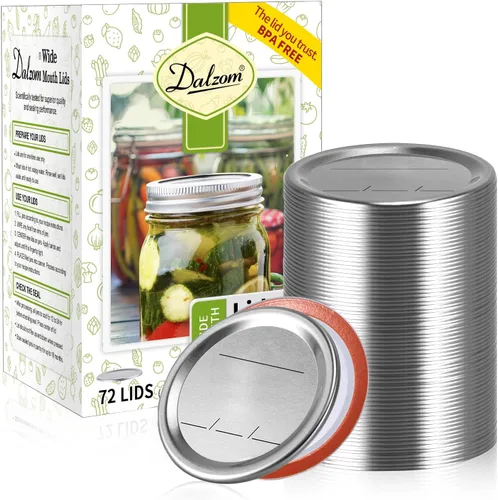 Miniatura 10 de Dalzom® 24 tapas de conservas con 24 anillos de boca regular, tapas de tarro de masón premium con bandas/anillos para bola, tarros Kerr