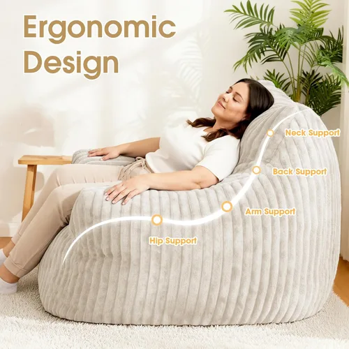 Miniatura 4 de Puf gigante, cómodo sofá puff de felpa de gran tamaño para adultos y niños con reposabrazos, mini sofá de espuma viscoelástica para sala de estar