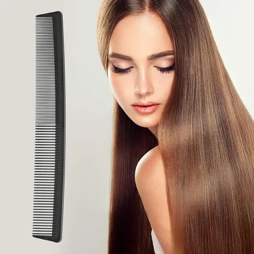 Miniatura 6 de Leinuosen Paquete de 3 peines de pelo de dientes finos y anchos, peine profesional de corte de fibra de barbero de carbono negro, herramienta