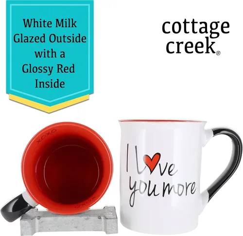 Miniatura 6 de Cottage Creek Tazas Juego de 2 tazas de café de cerámica de 16 onzas Tazas de café I Love You More para hombres y mujeres Perfecto compromiso