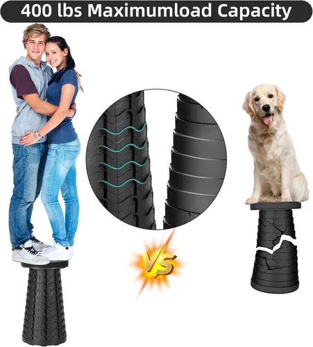 Miniatura 4 de Qiguet Taburete plegable, silla plegable, silla portátil mejorada con capacidad de carga de 400 libras, taburete portátil para camping, pesca, Negro