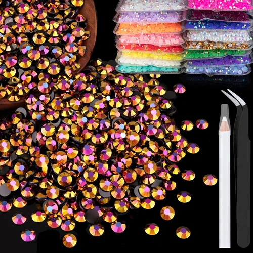 Miniatura 45 de 5000 piezas de diamantes de imitación de resina de 0.118 pulgadas a granel, color verde oscuro AB con parte trasera plana, diamantes de imitación