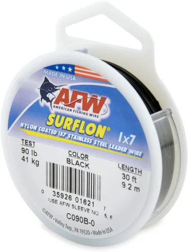 Miniatura 59 de Alambre de pesca americano Surflon recubierto de nailon 1x7 de acero inoxidable, línea líder de pesca para agua salada, prueba de 10 libras - prueba