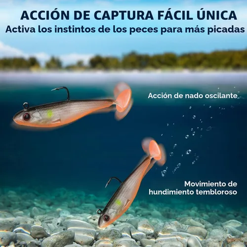 Miniatura 2 de TRUSCEND Shadtale Easy Catch Soft Fishing Lures with BKK Hooks - Trembly Sinking and Vibrating Swim for More Bites, Pre-Rigged Swimbaits for Bass