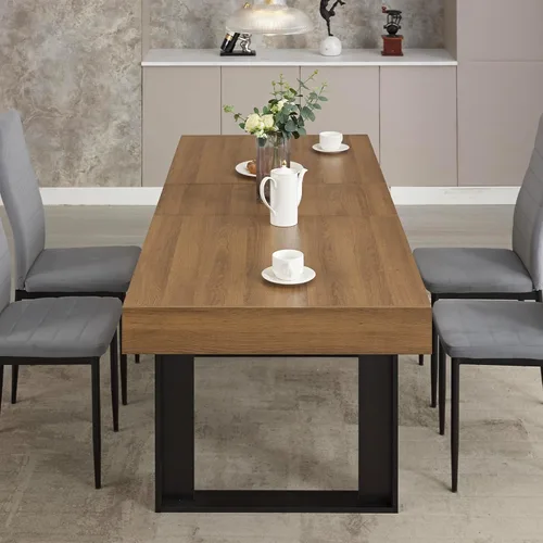 Miniatura 6 de STHOUYN Mesa de comedor extensible de 63 a 79 pulgadas, moderna mesa de cocina de madera de granja, mesa de comedor larga expandible para 6, 8 y 10