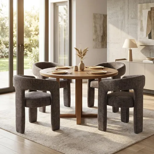 Miniatura 35 de HNY Silla moderna de cocina y comedor de estilo barril, silla de acento tapizada en cuero sintético PU con brazo, silla de lado de 47 cm de ancho