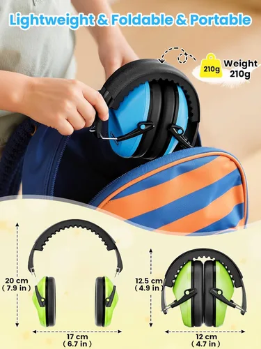 Miniatura 7 de Dr.meter Paquete de 12 orejeras para reducción de ruido: 27.4SNR Auriculares con cancelación de ruido para niños y adultos, EM100 orejeras