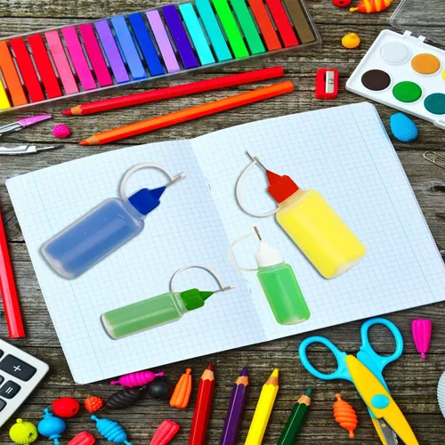 Miniatura 5 de 12 botellas aplicadoras de punta de precisión de 0.5 onzas, botellas de pegamento de punta de aguja de 6 colores para manualidades de papel