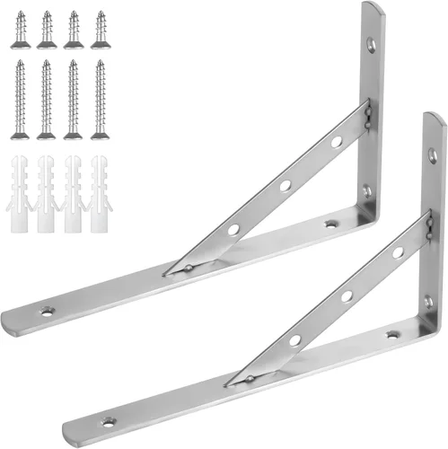 Miniatura 11 de Soportes sólidos para estantes de 8 pulgadas, soportes en L resistentes, soporte de ángulo de acero inoxidable, carga máxima de 440 libras, paquete