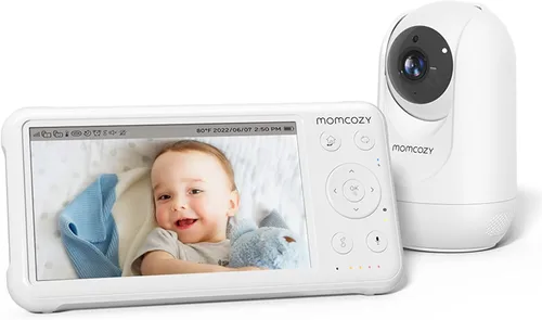 Miniatura 10 de Momcozy Monitor de bebé con 2 cámaras de 5 pulgadas, 1080P, pantalla dividida, video, monitor de bebé con cámara y audio, sin WiFi para seguridad