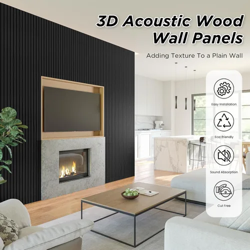 Miniatura 4 de SMARTSTANDARD 1 pieza panel de pared de madera de muestra, paneles de madera acanalada 3D para decoración de pared interior, paneles de madera Roble