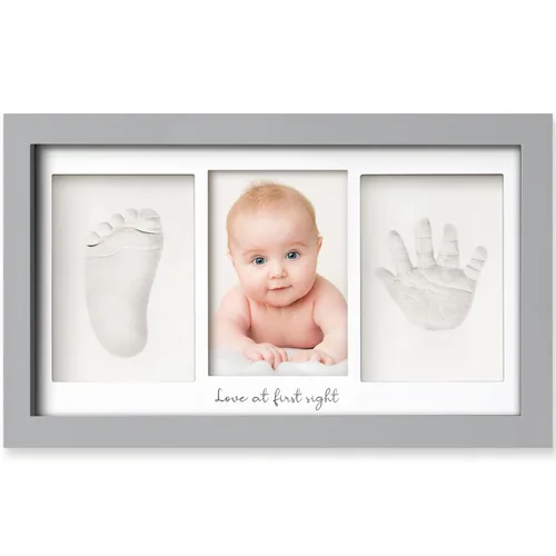 Miniatura 23 de KeaBabies Kit de manos y huellas para bebé, marco de recuerdo de huellas de mano de arcilla, marco de fotos para recién nacido, regalos SALMÓN