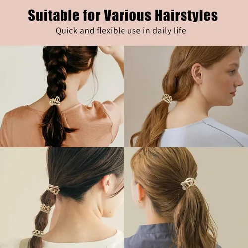 Miniatura 4 de Lazos para el cabello sin daños, accesorios para el cabello, 8 piezas prácticas elásticas lindas bandas para el cabello, joyería de moda para cola