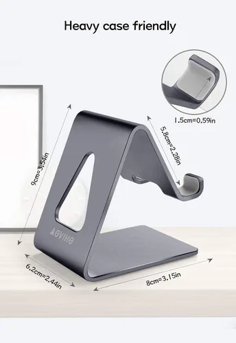 Miniatura 6 de Aoviho Soporte para teléfono celular de escritorio - Soporte para teléfono móvil de aluminio compatible con iPhone 15 14 13 12 pro 11 X Xs max 8 7 6