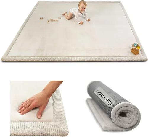 Miniatura 8 de Hakuna Matte - Alfombra de juego prémium para bebé de terciopelo coral ultrasuave con espuma viscoelástica, antideslizante, resistente al agua,