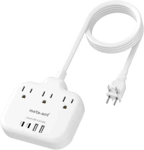 Miniatura 15 de Adaptador de enchufe de viaje europeo, adaptador de enchufe estadounidense a europeo con 3 tomas de corriente americanas y 4 USB, cable