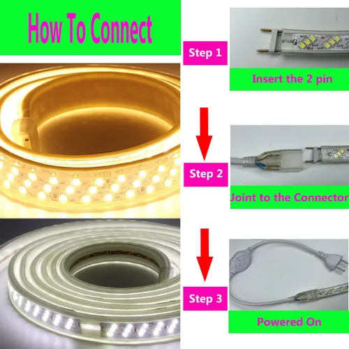 Miniatura 9 de SUYOOULIN Tira de luces LED, alto voltaje AC110V-130V 50 pies/49.2 ft, superbrillante, 60000 lúmenes, resistente al agua, IP68 2835, 180 LEDs/m, Luz