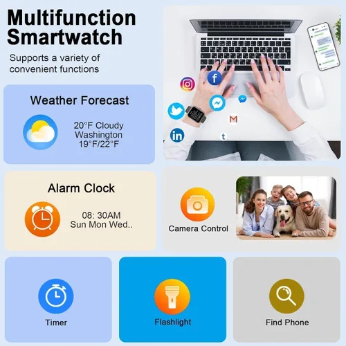 Miniatura 5 de Reloj inteligente para hombres y mujeres (respuesta/hacer llamadas), nuevo reloj inteligente HD de 1.96 pulgadas, rastreador de actividad física