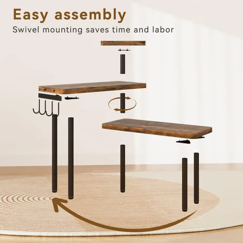 Miniatura 9 de IBUYKE Organizador de Encimera, Estantes de Especias de 3 Niveles, Estante de Esquina para Mostrador de Cocina, 4 Ganchos Laterales, Estante Marrón