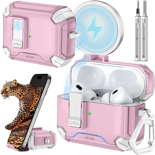 Miniatura 27 de Inesore for AirPods Pro 3 Case (2025) with Phone Stand Design, Compatible with MagSafe, Auto-Locking Case Cover for Air Pods Pro 3rd with Cleaning
