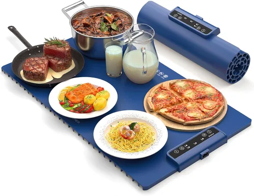 Alfombrilla de calentamiento de alimentos eléctrica: calentador de alimentos de silicona para buffet de fiestas, almohadillas de calentamiento