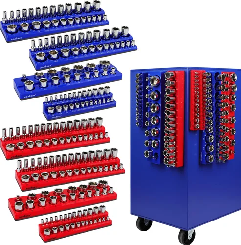 Miniatura 11 de HORUSDY Organizador Magnético de Llaves de 2 Piezas, Estante de Almacenamiento de Llaves de 32 Ranuras para Cajas de Herramientas, Cajones y Garaje