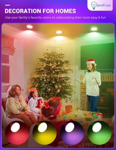 Miniatura 7 de JandCase BR30 Luces de inundación que cambian de color, RGB + bombilla LED empotrable cálida y blanca fría, 12 W (equivalente a 100 W), 1050 lm