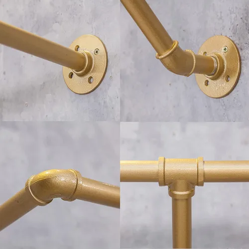 Miniatura 7 de Estante de Tubería Industrial Retro Montado en la Pared Estante de Baño Toallero Colgante, Barra de Ropa de Metal para Dormitorio Perchero, Soporte