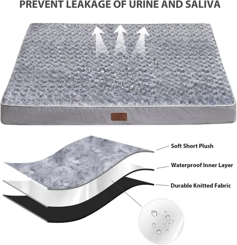 Miniatura 5 de WNPETHOME Cama ortopédica grande para perro, cama grande impermeable para perros con funda extraíble lavable y parte inferior antideslizante, Gris