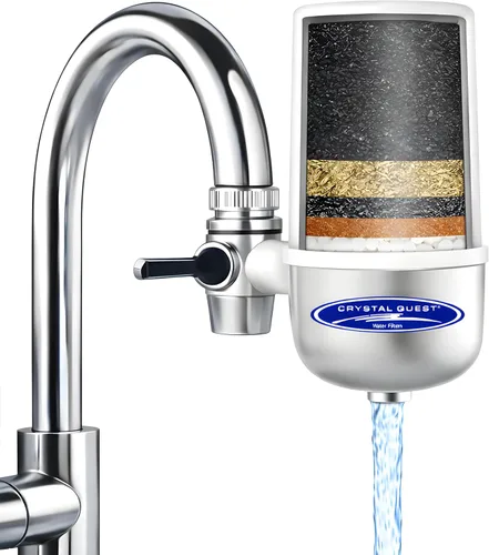 Crystal Quest Sistema de filtración de agua para montaje en grifo, filtración de 6 etapas con certificación ISO, filtrado sin espera, elimina el