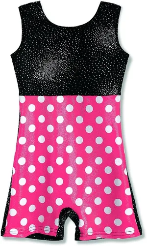 HOZIY Leotardos de gimnasia para niñas, con diseño de sirena, bicicleta brillante, lunares verdes, rojo y rosa fuerte