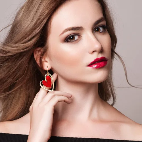 Miniatura 5 de Aretes asimétricos de corazón para niñas, aretes colgantes de corazón para mujer, día de San Valentín, día de la madre, cumpleaños, regalo de Navidad