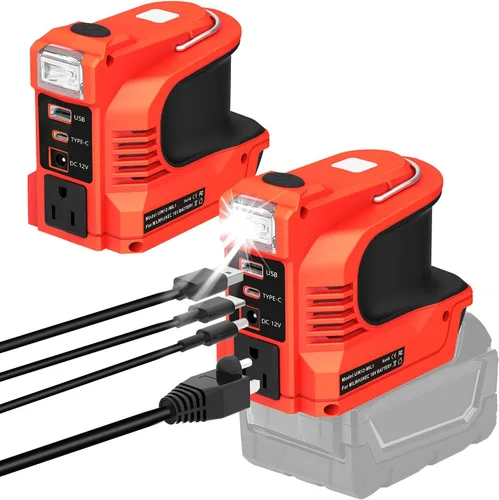 Miniatura 13 de Inversor de corriente real de 220 W compatible con batería DeWalt de 20 V, CC 20 V a CA 110 V-120 V estación de energía portátil con 1 salida de CA