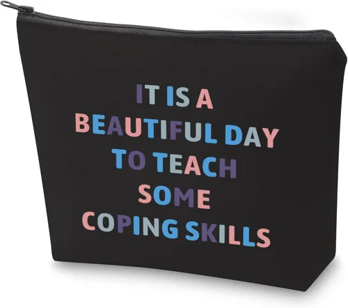 ZJXHPO Bolsa de cosméticos de consejero Es un día asombroso para enseñar algunas habilidades de afrontamiento, maquillaje con cremallera, bolsa de