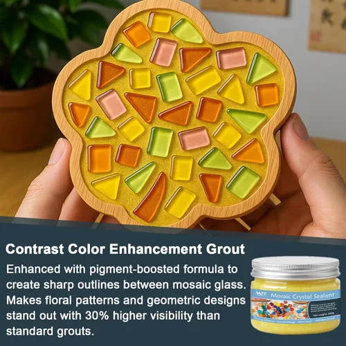 Miniatura 6 de Lechada de mosaico profesional para manualidades, color oro, 7.05 oz, lechada de azulejos de cristal de secado rápido con tecnología