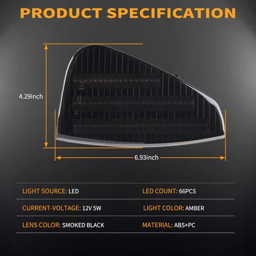 Miniatura 3 de Gempro Luces LED de esquina delantera lateral para Dodge Charger 2006 2007 2008 2009 2010 lámparas intermitentes, 2 unidades (negro ahumado)