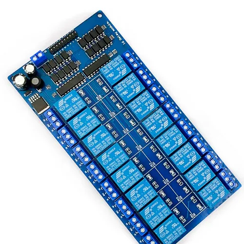 Miniatura 2 de DEVMO Módulo de placa de interfaz de relé de 12 V y 16 canales Optoacoplador LED LM2576 Power Compatible con Ar-duino DIY Kit PiC ARM AVR