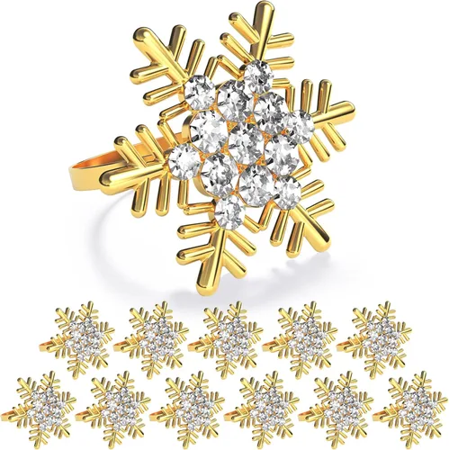 Miniatura 26 de ZeeDix Juego de 6 servilleteros de corona de Navidad, servilleteros de Navidad para servilletas de tela, servilleteros de Navidad para Acción