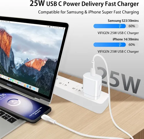 Miniatura 2 de Cargador rápido tipo C de 25 W para Samsung Galaxy A16 5G A15 5G A14 5G A35 A54 A25 A56 A36 A26 A55 A03s S25 Ultra S24 FE S23 S22 S21 Z Fold 6 Flip