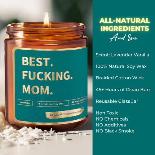 Miniatura 3 de Mejor Vela Divertida para Mamá con Aroma a Lavanda y Vainilla, 100% Cera de Soja, Quema Larga - Regalos de Cumpleaños para Mamá de Hija, Hijo, Niños