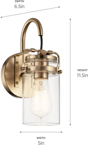 Miniatura 5 de Lámpara de pared Brinley de Kichler, para 1 foco y con pantalla de vidrio transparente, 45576NI, 100watts, 120 volts cepillado níquel