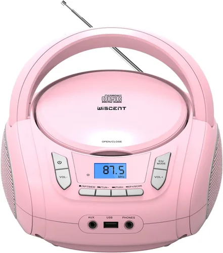 Miniatura 10 de Reproductor de radio portátil CD Boombox con Bluetooth, radio FM, reproducción de MP3 por USB, entrada AUX, conector para auriculares, compatible